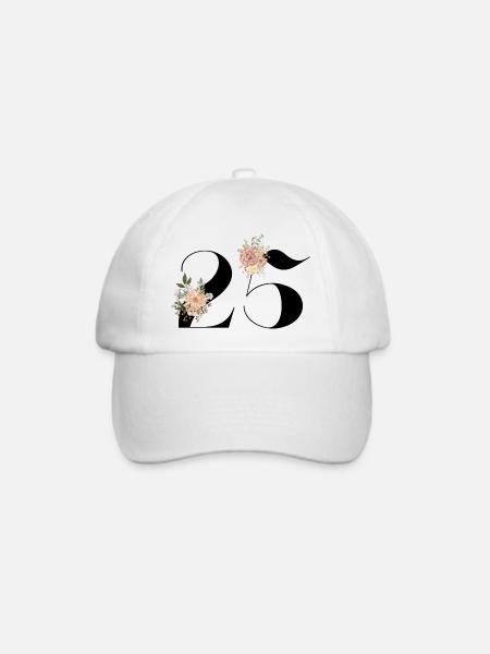 Blumen zum 25-jährigen Jubiläum (Geschenk von 25 Jahren) - Baseballkappe - Weiß/Weiß