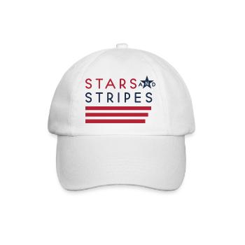 Stars and Stripes, sauberer Flaggen-inspirierter Text - Baseballkappe - Weiß/Weiß - Vorne