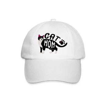 Cat Mom Shirt - Baseballkappe - Weiß/Weiß - Vorne