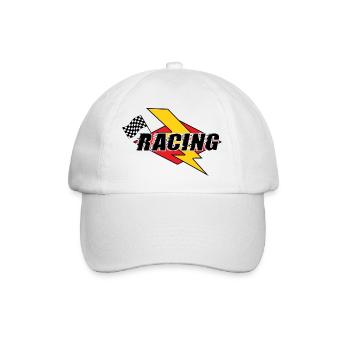 Racing Lightning Bolt & Flagge - Baseballkappe - Weiß/Weiß - Vorne