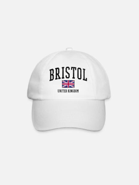 Bristol England Schrift | Uk Flagge - Baseballkappe - Weiß/Weiß