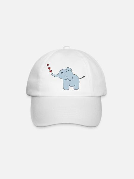 elefant herzen - Baseballkappe - Weiß/Weiß