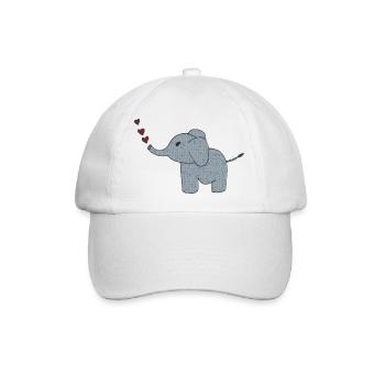 elefant gewebe mit herzen - Baseballkappe - Weiß/Weiß - Vorne