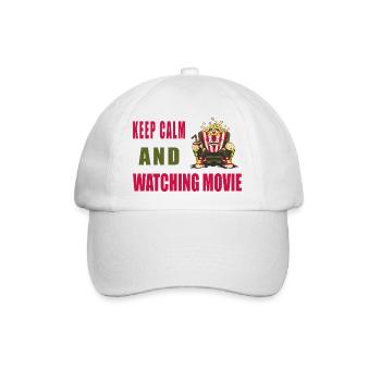 Ruhe bewahren und Film schauen - Baseballkappe - Weiß/Weiß - Vorne