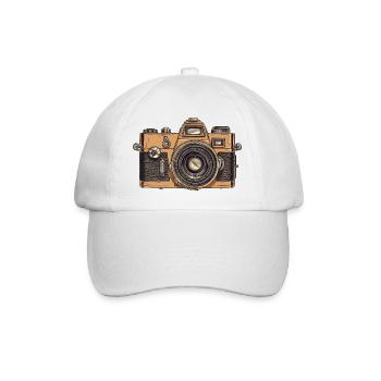 Vintage Analog Kamera - Baseballkappe - Weiß/Weiß - Vorne