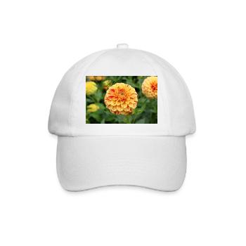 gelbe Dahlie Blüte Blume Poster - Baseballkappe - Weiß/Weiß - Vorne