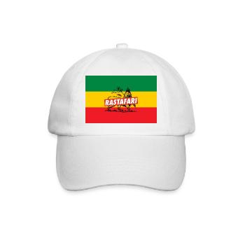REGGAE FLAGGE - RASTA LION - JAH RASTAFARI - Baseballkappe - Weiß/Weiß - Vorne