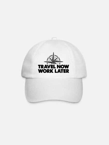 travel now work later - Baseballkappe - Weiß/Weiß