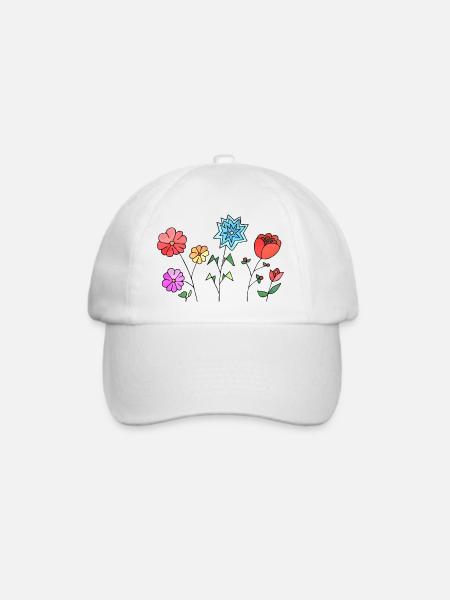 Blumen - Baseballkappe - Weiß/Weiß