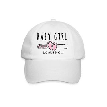 Schwangerschaft Baby Mädchen verkünden Schwangerschaft Mädchen - Baseballkappe - Weiß/Weiß - Vorne