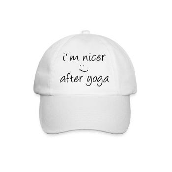 Yoga Shirt / I´m nicer after yoga - Baseballkappe - Weiß/Weiß - Vorne