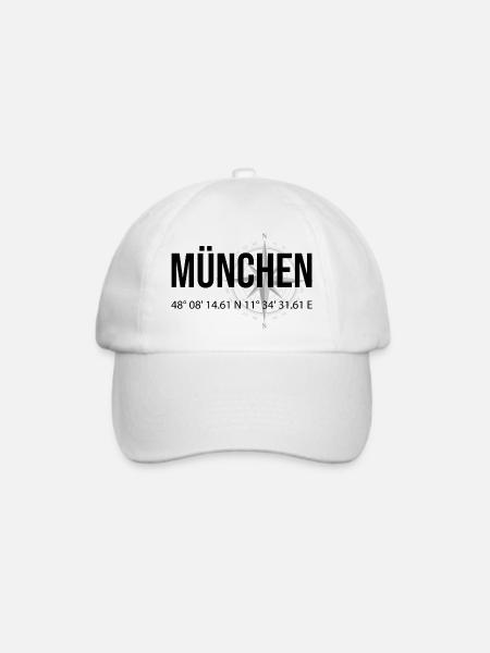 Koordinaten München - Baseballkappe - Weiß/Weiß