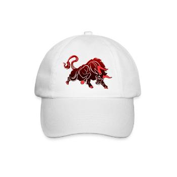 Stier Stierkopf Kopf Logo Steak Beast Gym Horn - Baseballkappe - Weiß/Weiß - Vorne