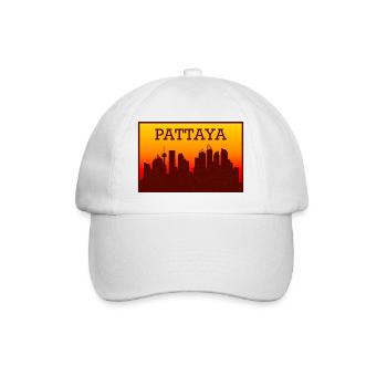 Pattaya Skyline Sonnenuntergang - Baseballkappe - Weiß/Weiß - Vorne