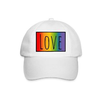 CSD Tshirt Regenbogen Love - Baseballkappe - Weiß/Weiß - Vorne