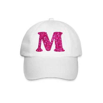 Buchstabe M Rosa Glitzer - Baseballkappe - Weiß/Weiß - Vorne