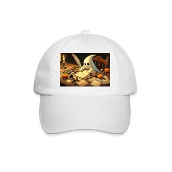 charmanter Geist schreibt Halloween-Einladungen - Baseballkappe - Weiß/Weiß - Vorne