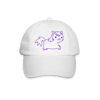 Kleine Pony Katze Gesicht Pferdchen Pferd Reitet - Baseballkappe - Weiß/Weiß - Vorne