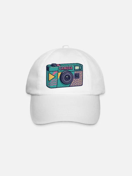 Millennial Retro Kamera - Baseballkappe - Weiß/Weiß