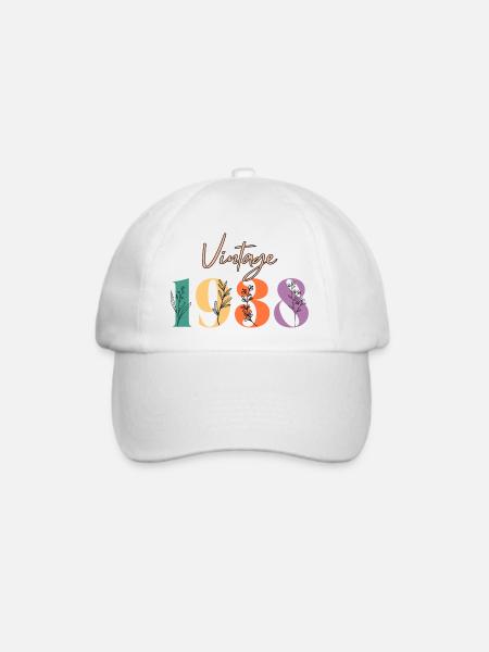 Jahrgang 1938 Blumen - Baseballkappe - Weiß/Weiß