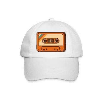 Retro Kassette  - Baseballkappe - Weiß/Weiß - Vorne