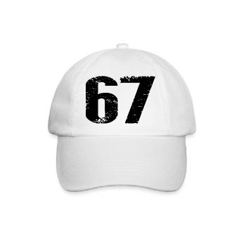 67 Zahl Trikot - Baseballkappe - Weiß/Weiß - Vorne