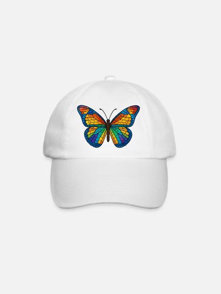 Bunter Mosaik-Schmetterling - Baseballkappe - Weiß/Weiß