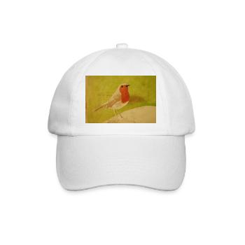 Vogelillustration mit rotem Bauch - Baseballkappe - Weiß/Weiß - Vorne