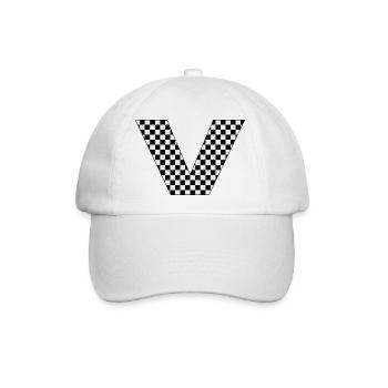 V – Checkerboard Typography Statement - Baseballkappe - Weiß/Weiß - Vorne