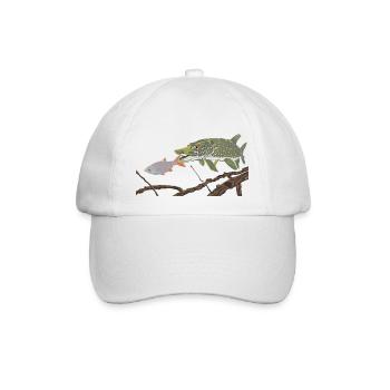 Ein Hecht jagt eine Rotfeder  - Baseballkappe - Weiß/Weiß - Vorne
