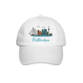 Stadtsilhouette von Rotterdam im Dockland-Stil - Baseballkappe - Weiß/Weiß - Vorne