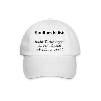 Unispruch "Vorlesungen schwänzen"Student Studenten - Baseballkappe - Weiß/Weiß - Vorne