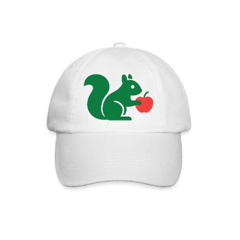 Grünes Eichhörnchen mit Apfel - Baseballkappe - Weiß/Weiß - Vorne