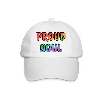 Stolze Seele Regenbogen Handschrift Typografie - Baseballkappe - Weiß/Weiß - Vorne