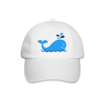 Nautic Design Blauwal Splash Karikatur - Baseballkappe - Weiß/Weiß - Vorne