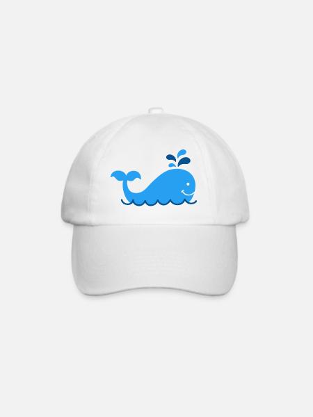 Nautic Design Blauwal Splash Karikatur - Baseballkappe - Weiß/Weiß