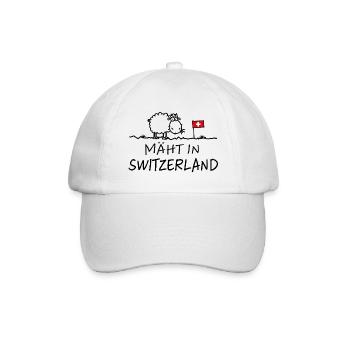 Mäht in Switzerland Wortspiel Made in Schaf lustig - Baseballkappe - Weiß/Weiß - Vorne