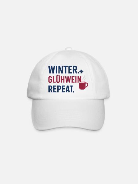 Winter. Glühwein. Repeat. - Baseballkappe - Weiß/Weiß