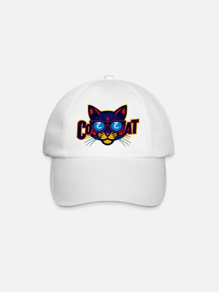 Neon Katzenlogo mit Sonnenbrille - Baseballkappe - Weiß/Weiß