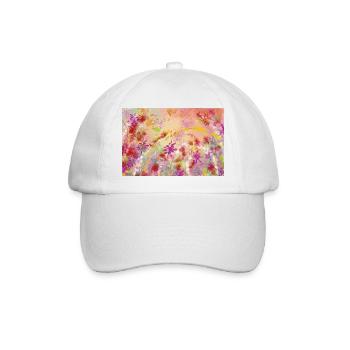 Pastellblüten Farbwirbel Muster - Baseballkappe - Weiß/Weiß - Vorne