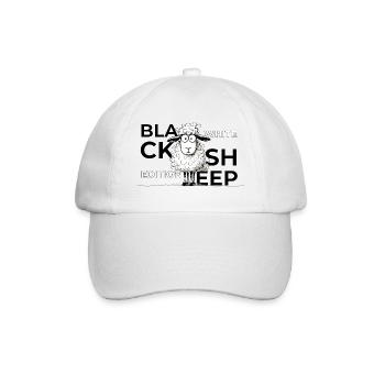 Black Sheep White Edition Typo Trend Schafe Spruch - Baseballkappe - Weiß/Weiß - Vorne