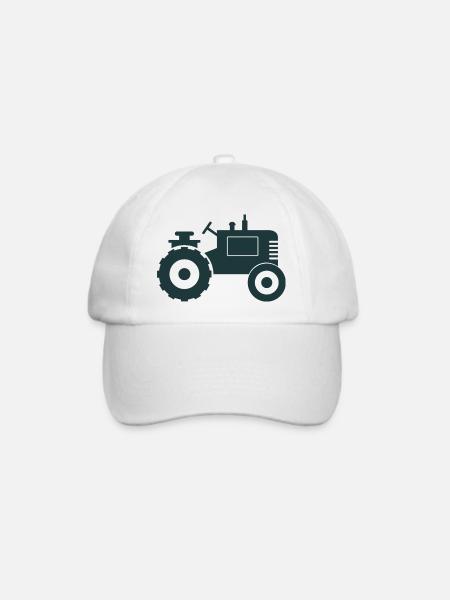 Vintage-Traktor - Baseballkappe - Weiß/Weiß