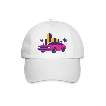 Retro Neon Skyline Limousine - Baseballkappe - Weiß/Weiß - Vorne