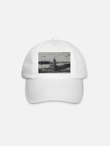 Hamburger Hafen Pegelturm retro - Baseballkappe - Weiß/Weiß