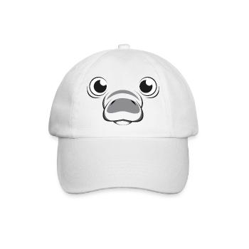 Manati-Gesicht Kawaii Faules lustiges Kinderkostüm - Baseballkappe - Weiß/Weiß - Vorne