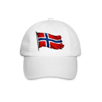 Norwegen Flagge - Baseballkappe - Weiß/Weiß - Vorne