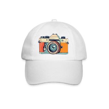 Retro Spiegelreflex Kamera Fotoaparat Illustration - Baseballkappe - Weiß/Weiß - Vorne