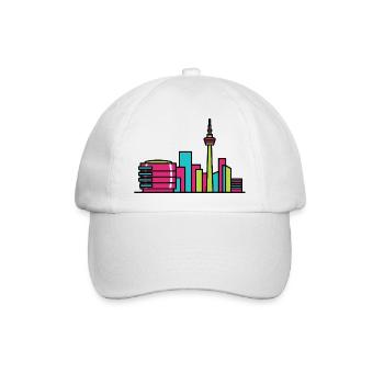 Birmingham City Skyline Library Moderne Linienkunst - Baseballkappe - Weiß/Weiß - Vorne