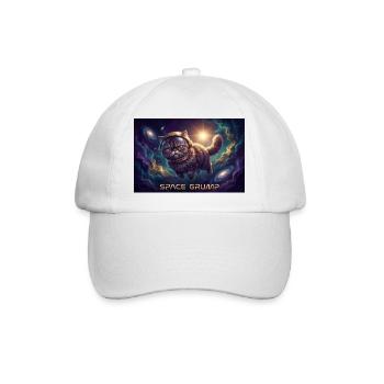 Space Grump Weltraum-Kater Neon - Baseballkappe - Weiß/Weiß - Vorne