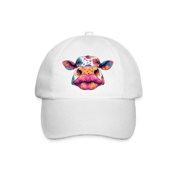 Bunte Kuh Pop Art - Baseballkappe - Weiß/Weiß - Vorne